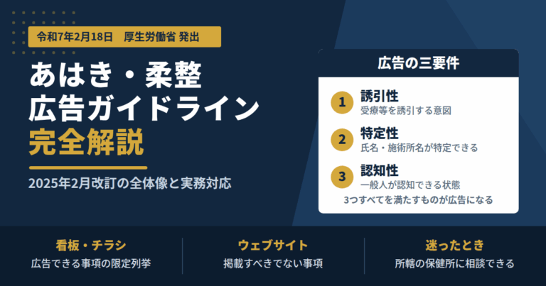 あはき・柔整広告ガイドライン完全解説｜2025年2月改訂の全体像と実務対応