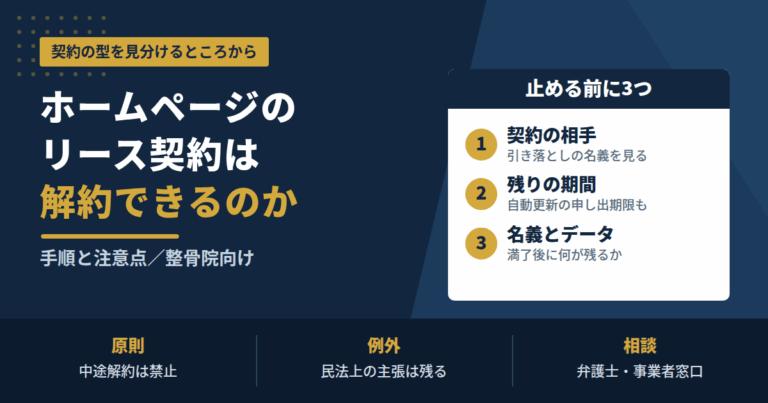 整骨院のホームページのリース契約は解約できるのか｜手順と注意点